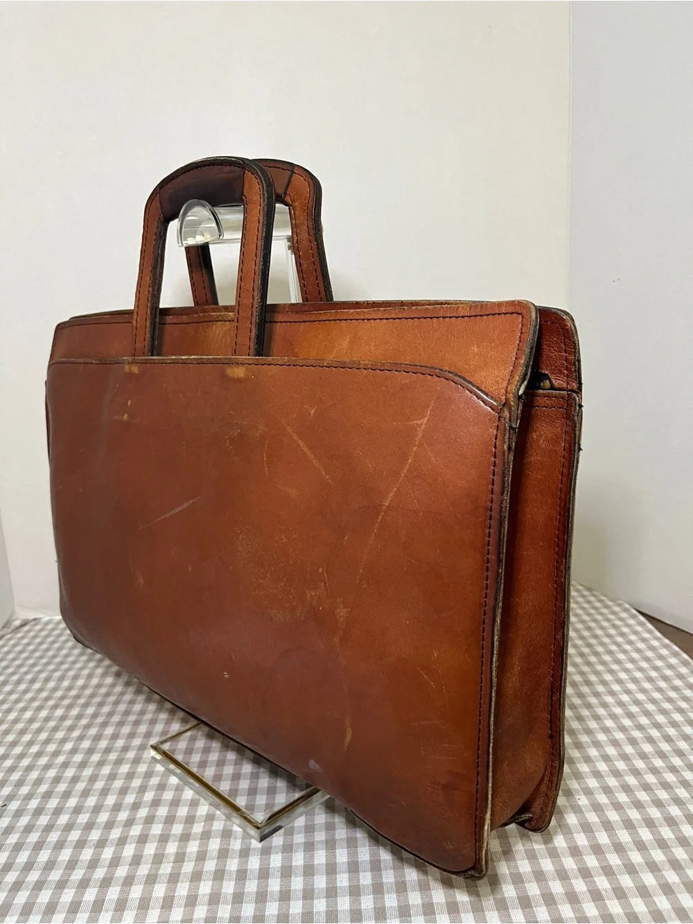 Vintage Schlesinger Brothers Brown Leather Briefcase / Portfolio 1970's-80's